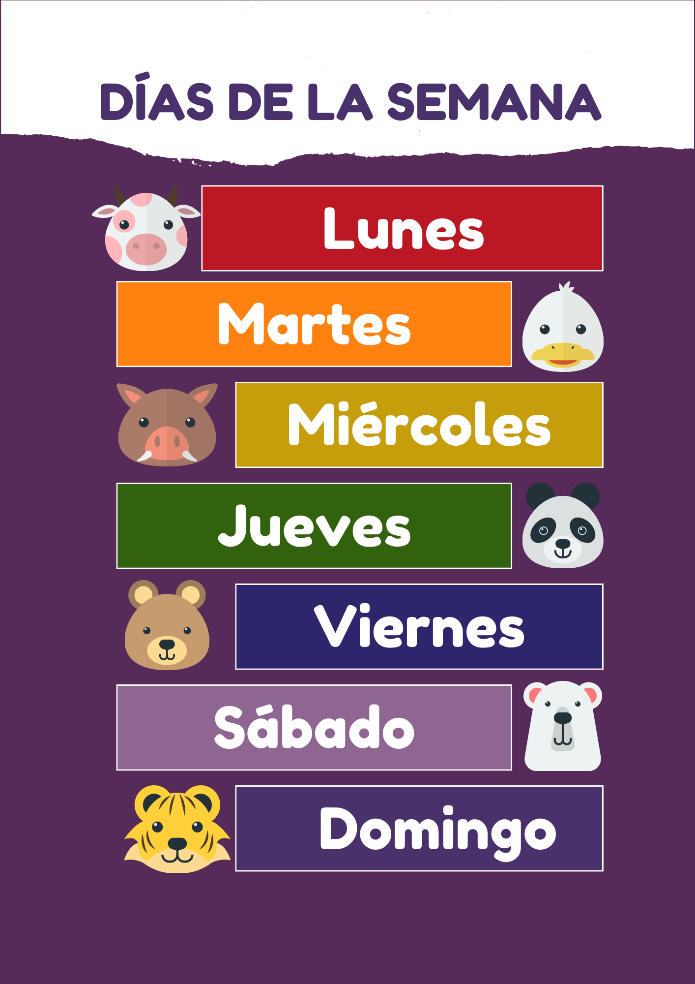 dias de la semana en español hoja para colorear