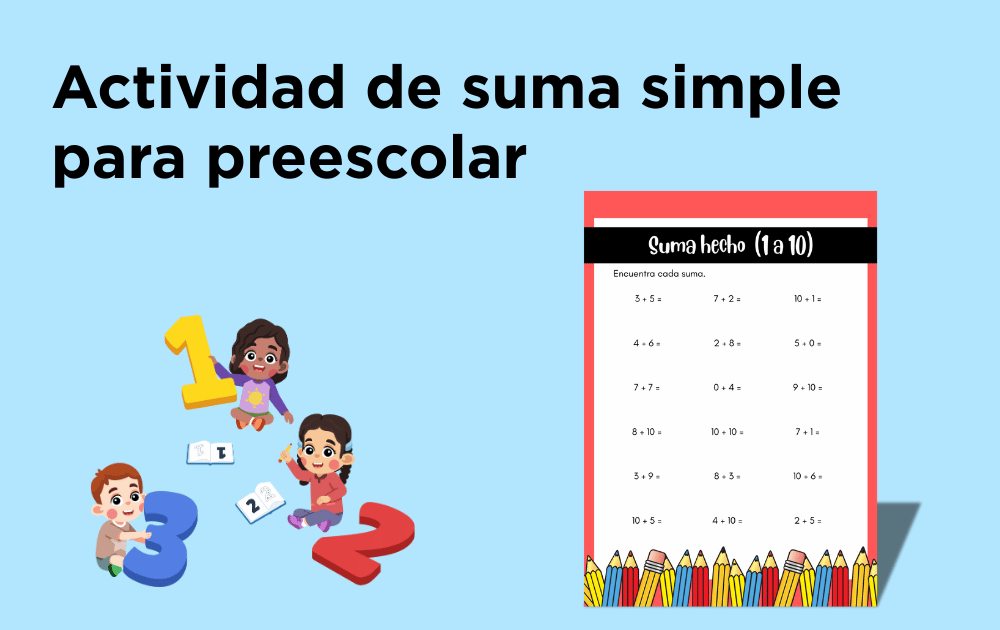 Actividad de suma simple para preescolar