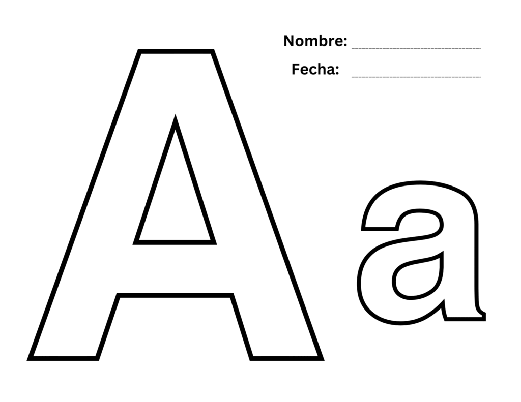 Hoja para colorear letra A en estilo sencillo para trazar y pintar