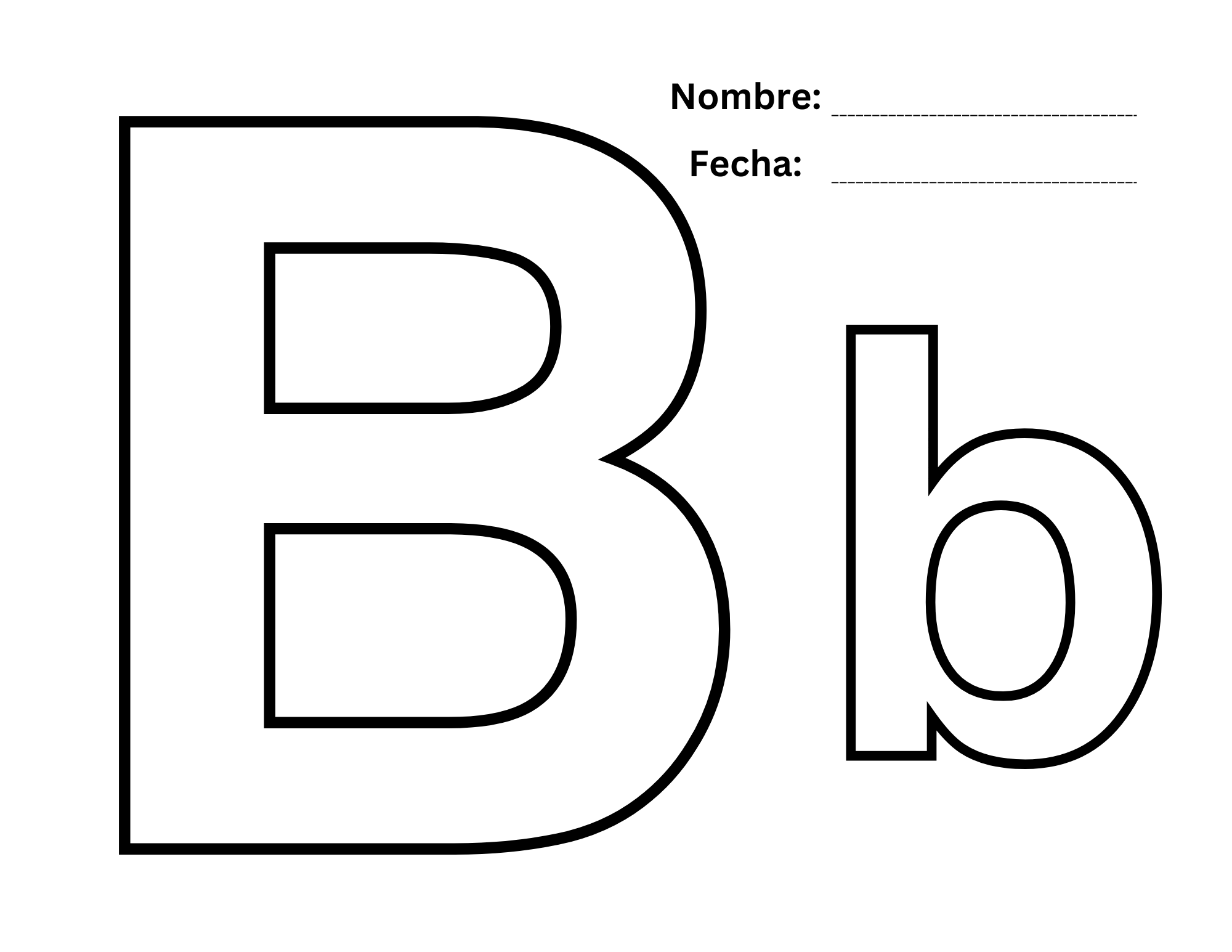 Hoja para colorear letra B con letras grandes para colorear.