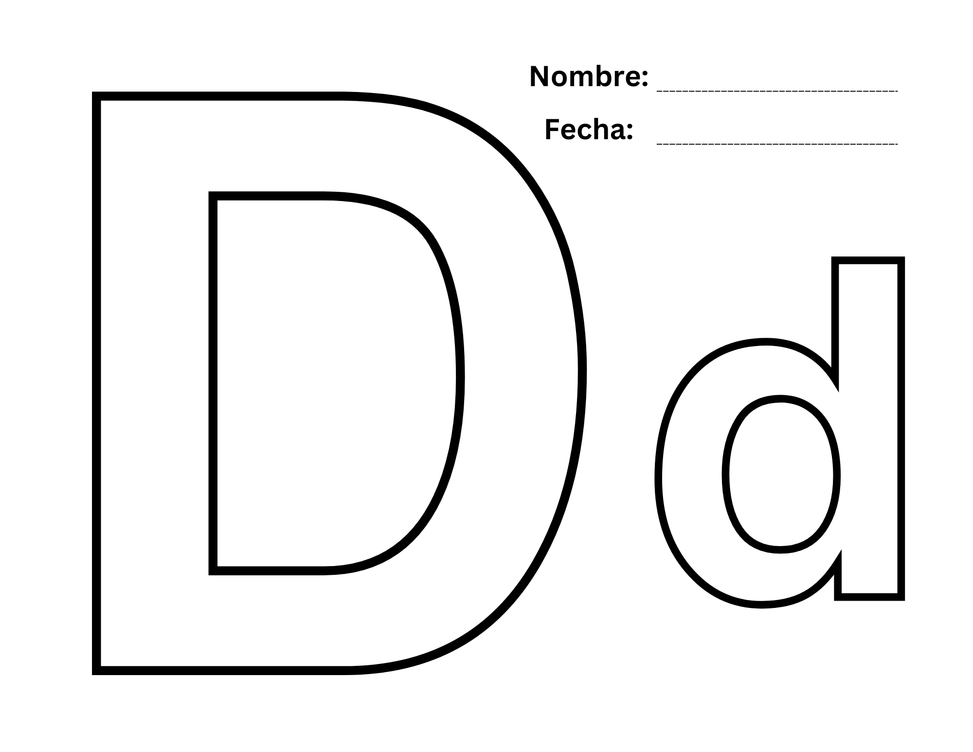 Hoja para colorear la letra D con una página para colorear de letras mayúsculas grandes