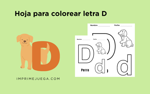 Hoja para colorear letra D