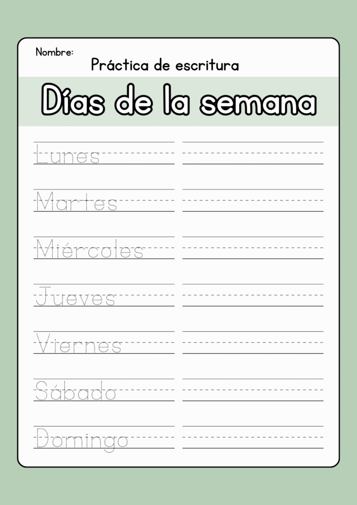 trazar dias semana basico
