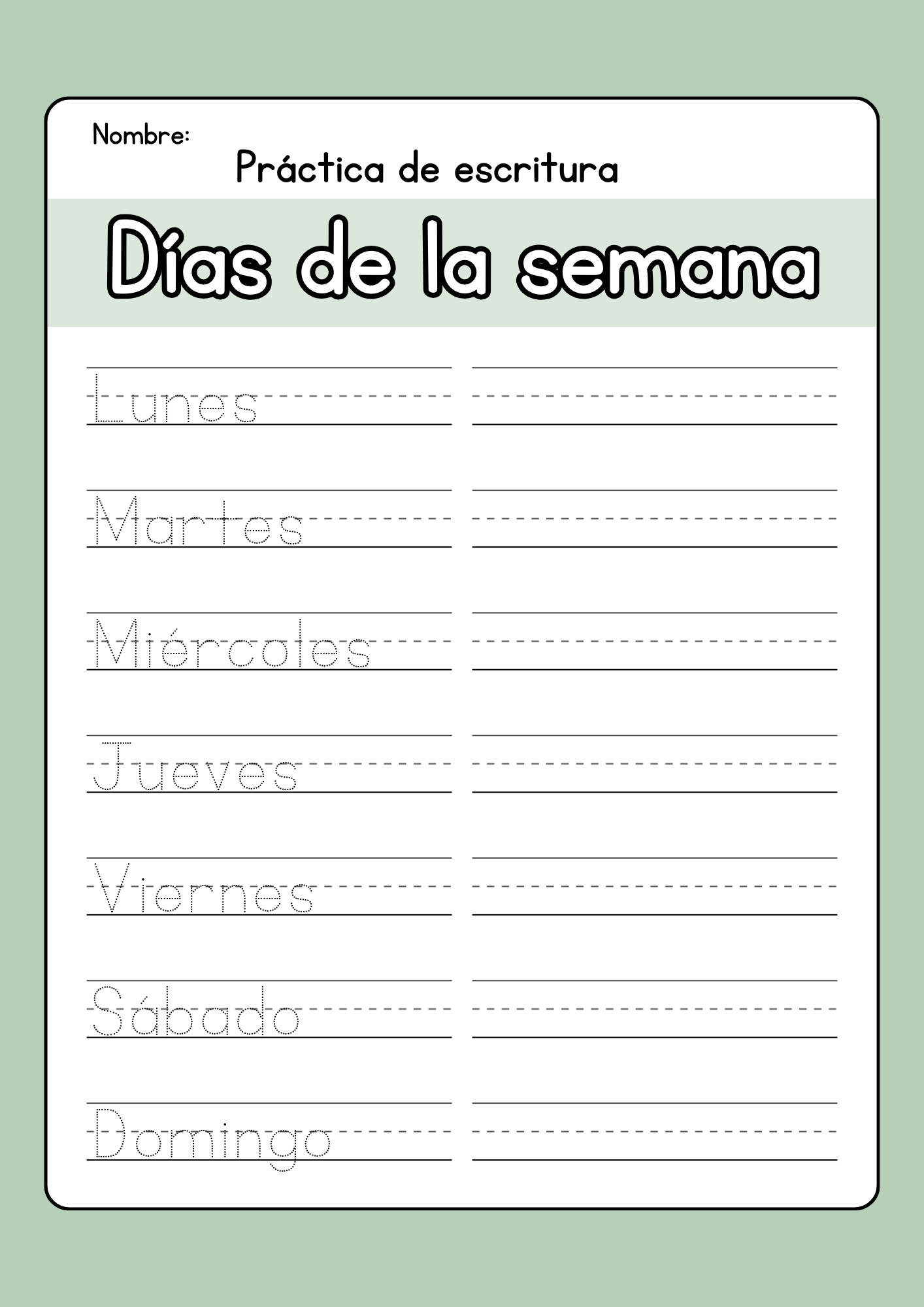 trazar dias semana basico