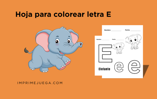 Hoja para Colorear Letra E