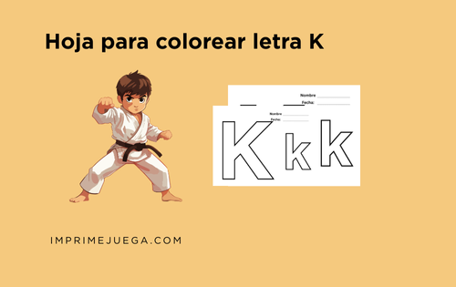 Hoja para colorear letra K