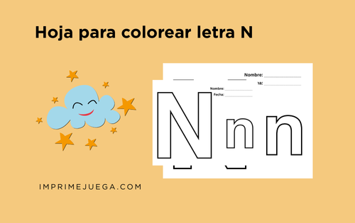 Hoja para colorear letra N