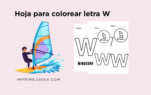 Hoja para colorear letra W