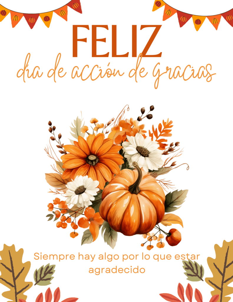 feliz día de acción de gracias imágenes con flores y mensaje de agradecimiento