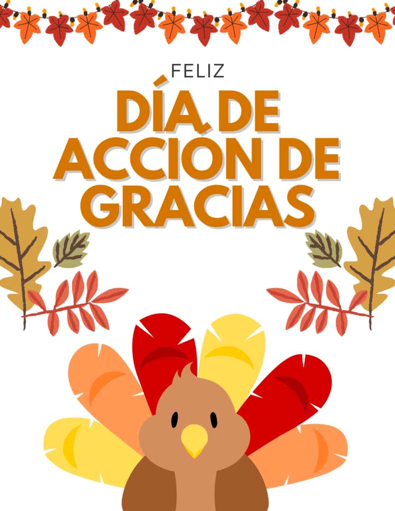 feliz día de acción de gracias imágenes con pavo y hojas otoñales