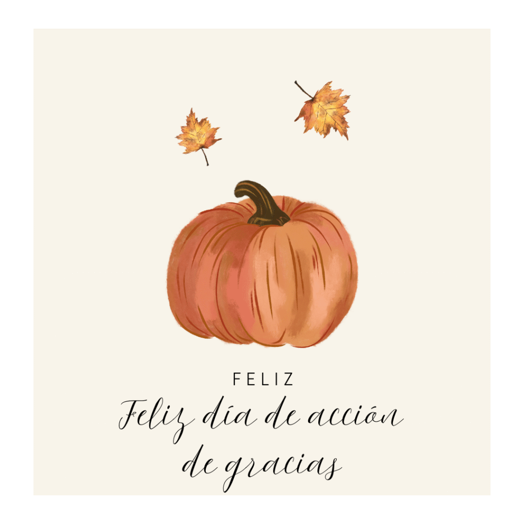 🧾 Alt text: feliz día de acción de gracias imagen con calabaza artística y hojas