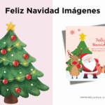 Santa Claus y su reno frente a un árbol decorado con regalos y dulces en Navidad 2025.
