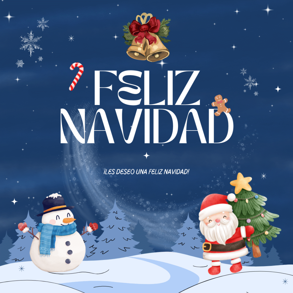 Papá Noel y muñeco de nieve en un paisaje invernal celebrando la Navidad 2025.