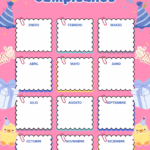 Calendario de Cumpleaños para Niños PDF Gratis