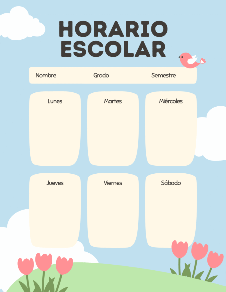 Horario de Clases Gratis en PDF | 9 Plantillas para Imprimir