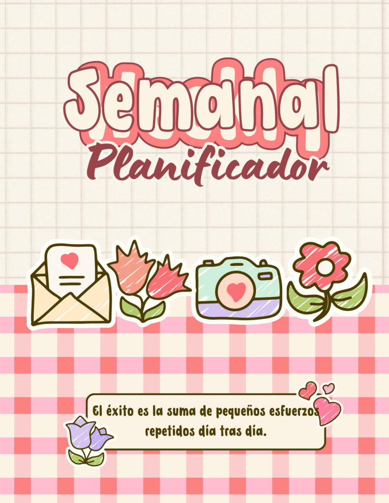Planificador semanal para niños con diseño infantil para organizar actividades, tareas y objetivos de la semana