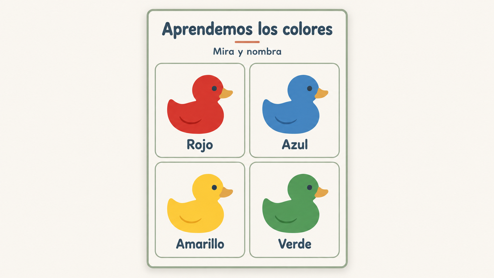 Aprendemos los colores: rojo, azul, amarillo y verde