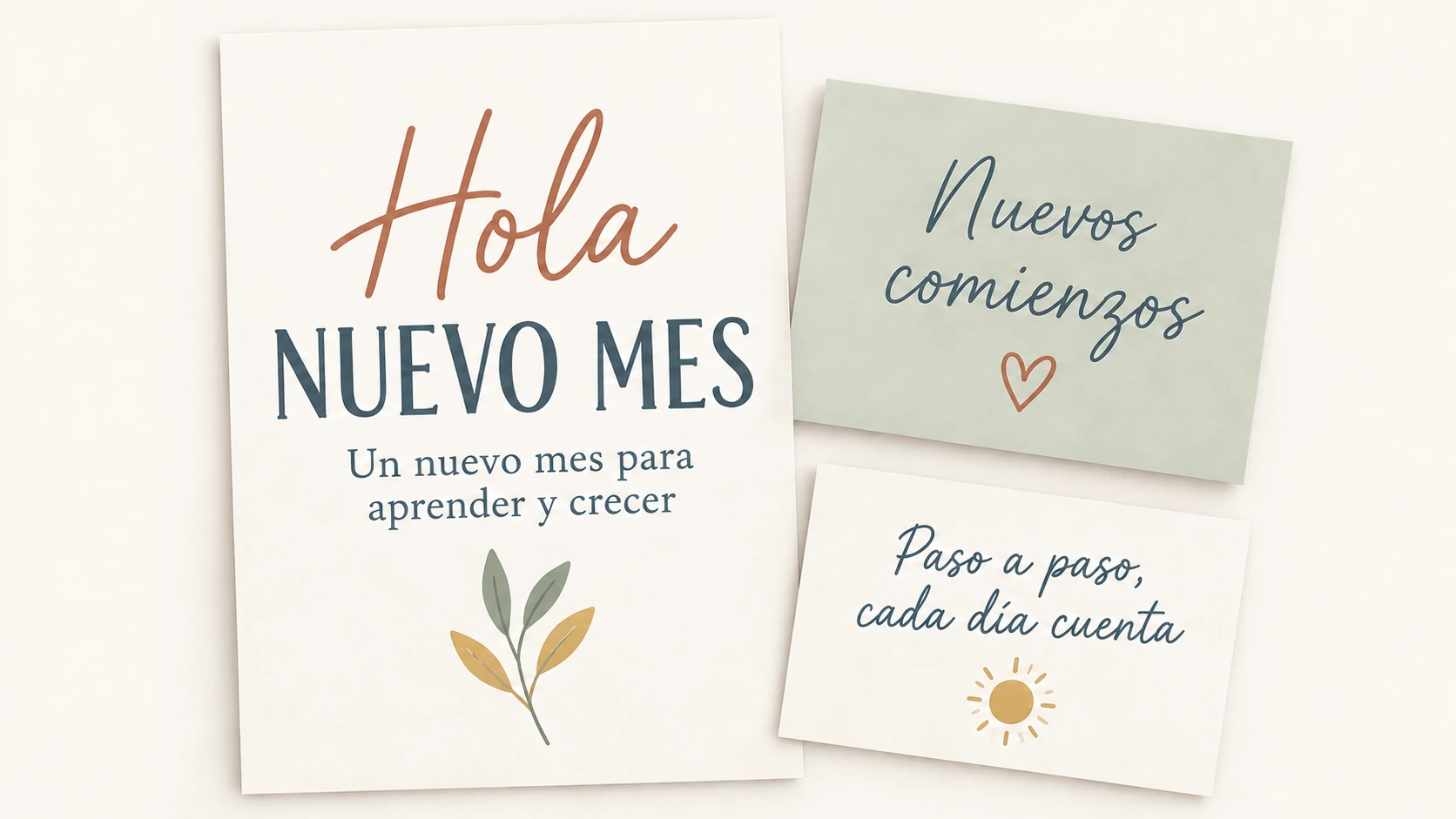 Hola nuevo mes: tarjetas con mensajes de nuevos comienzos
